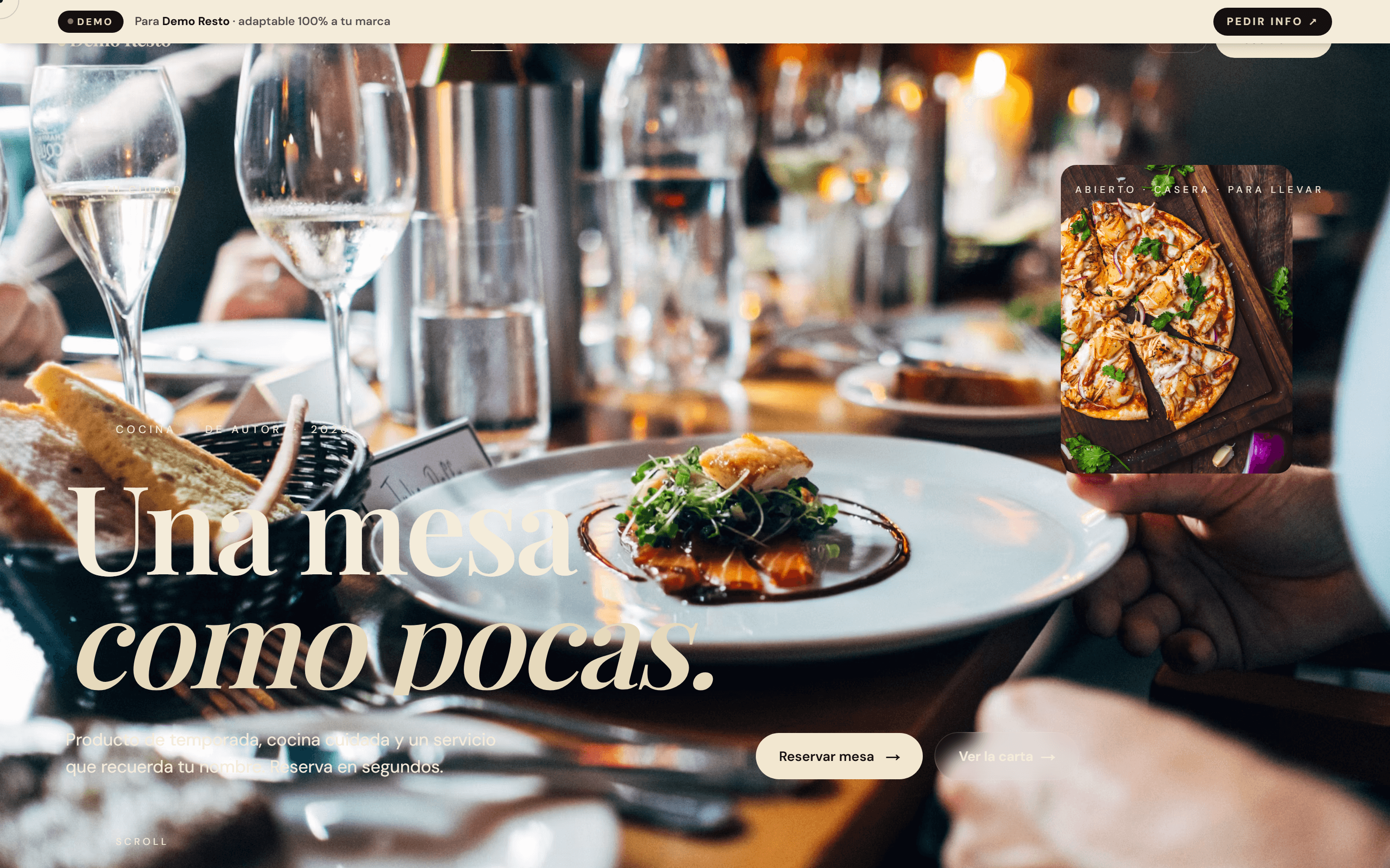 Hero del restaurante "Una mesa como pocas"