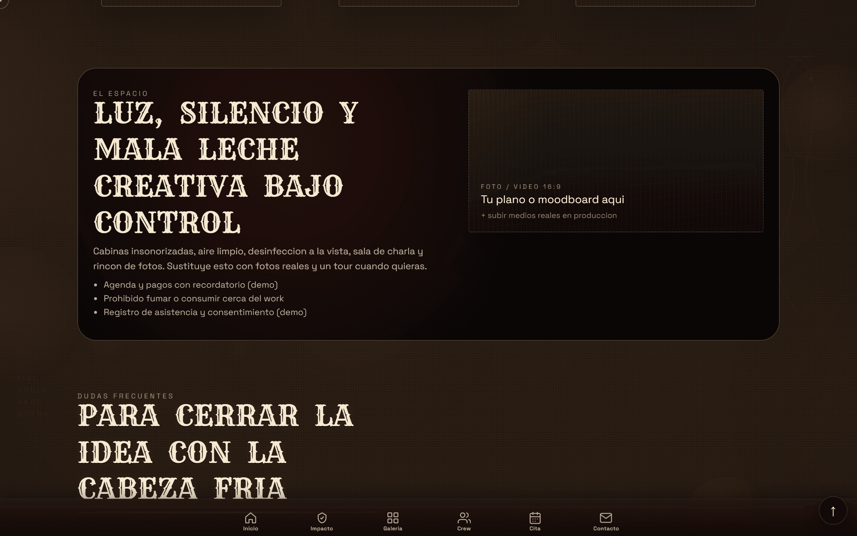 Crew: presentación del equipo de artistas.