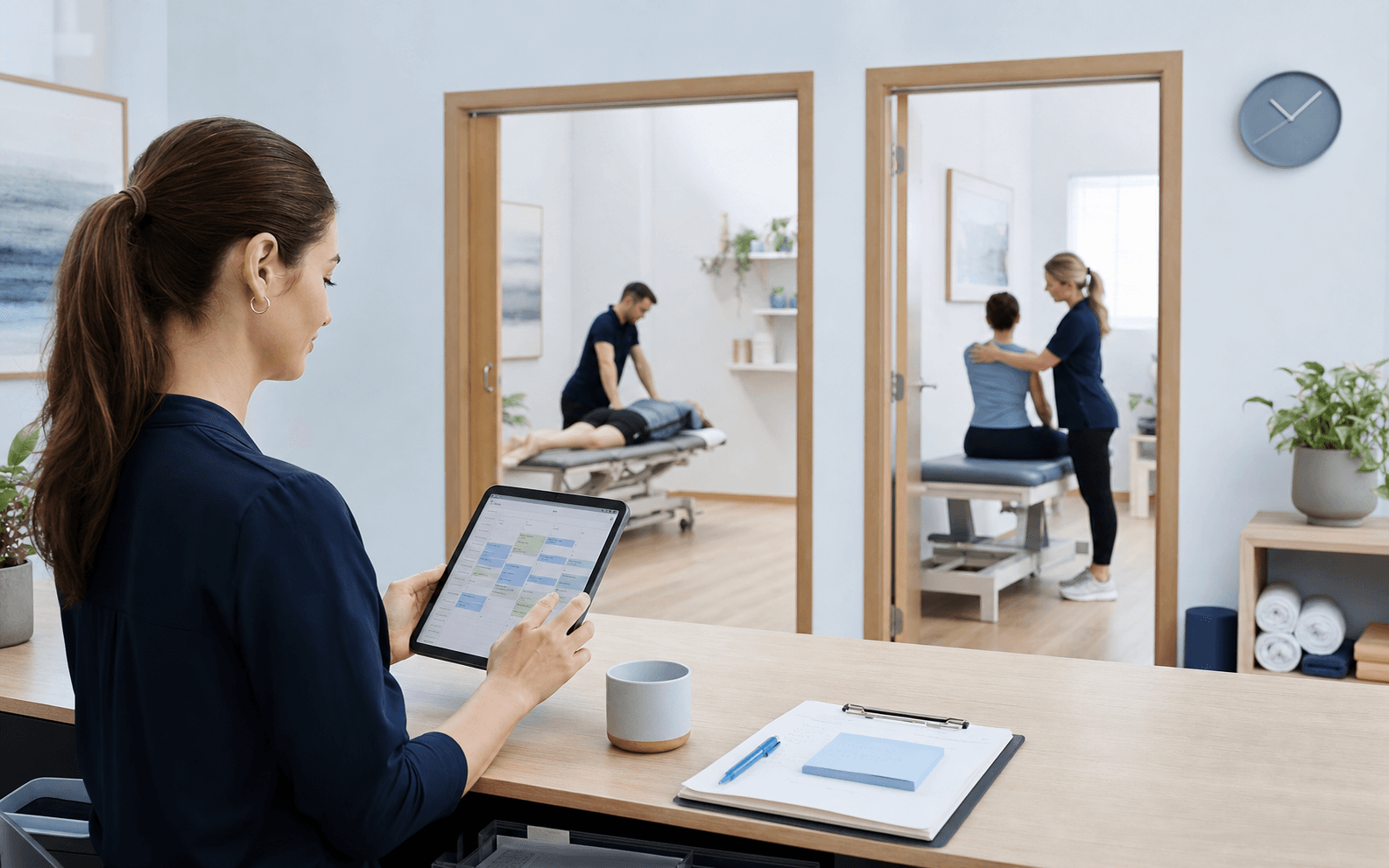 Coordinadora gestionando la agenda de varios profesionales de Fisioterapia